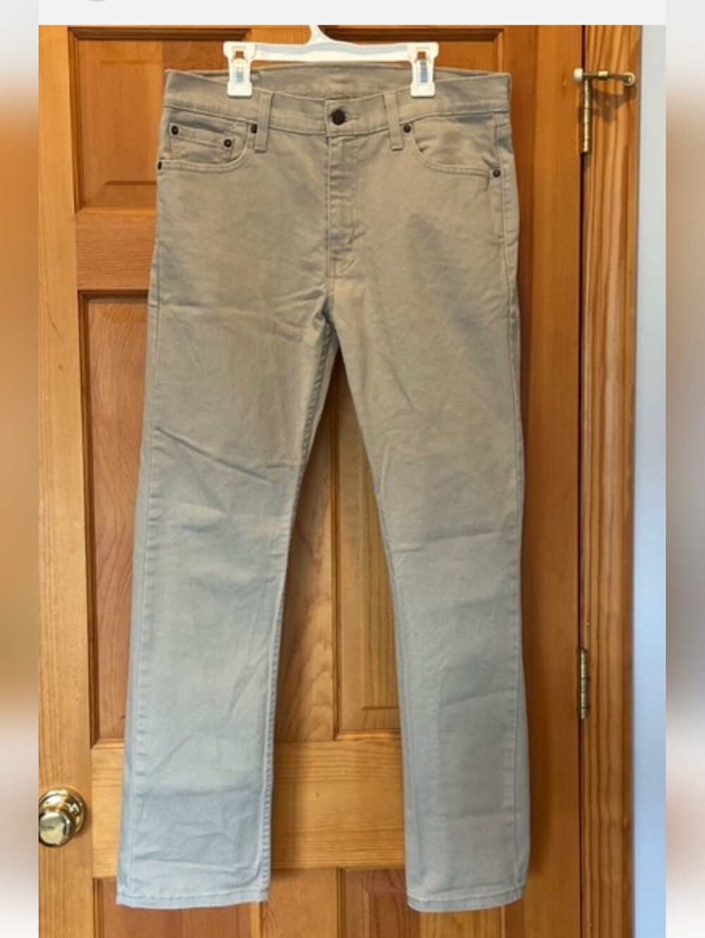 Levis 513 Slim Straight Pants Mens 31x29 Khaki Tan Beige Cotton Twill Jeans